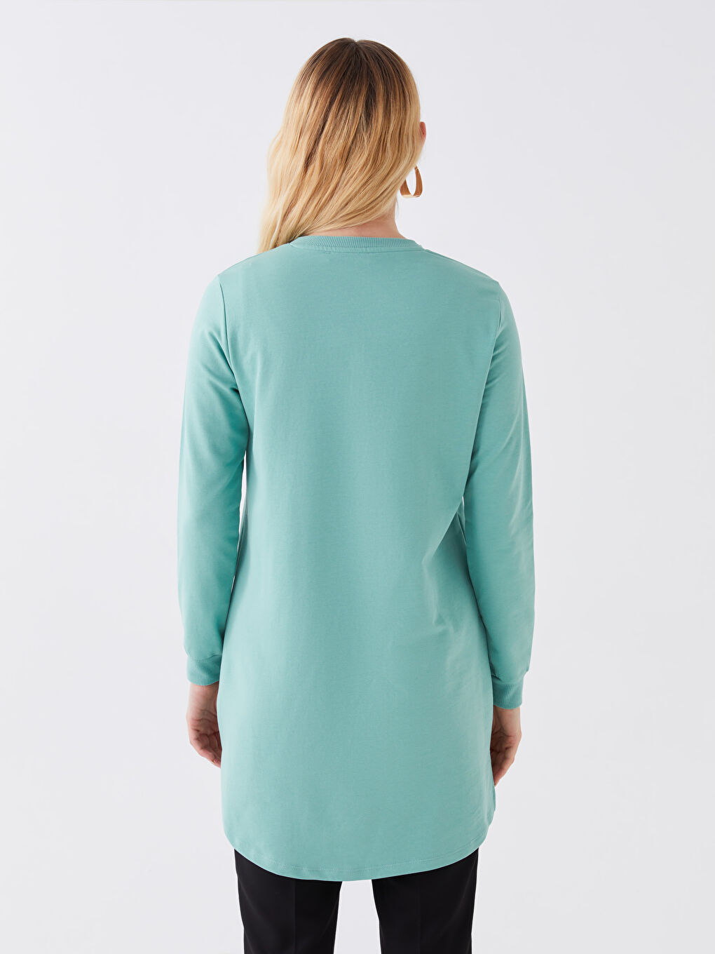 Crew Neck Printed Long Sleeve Women's Tunic-4