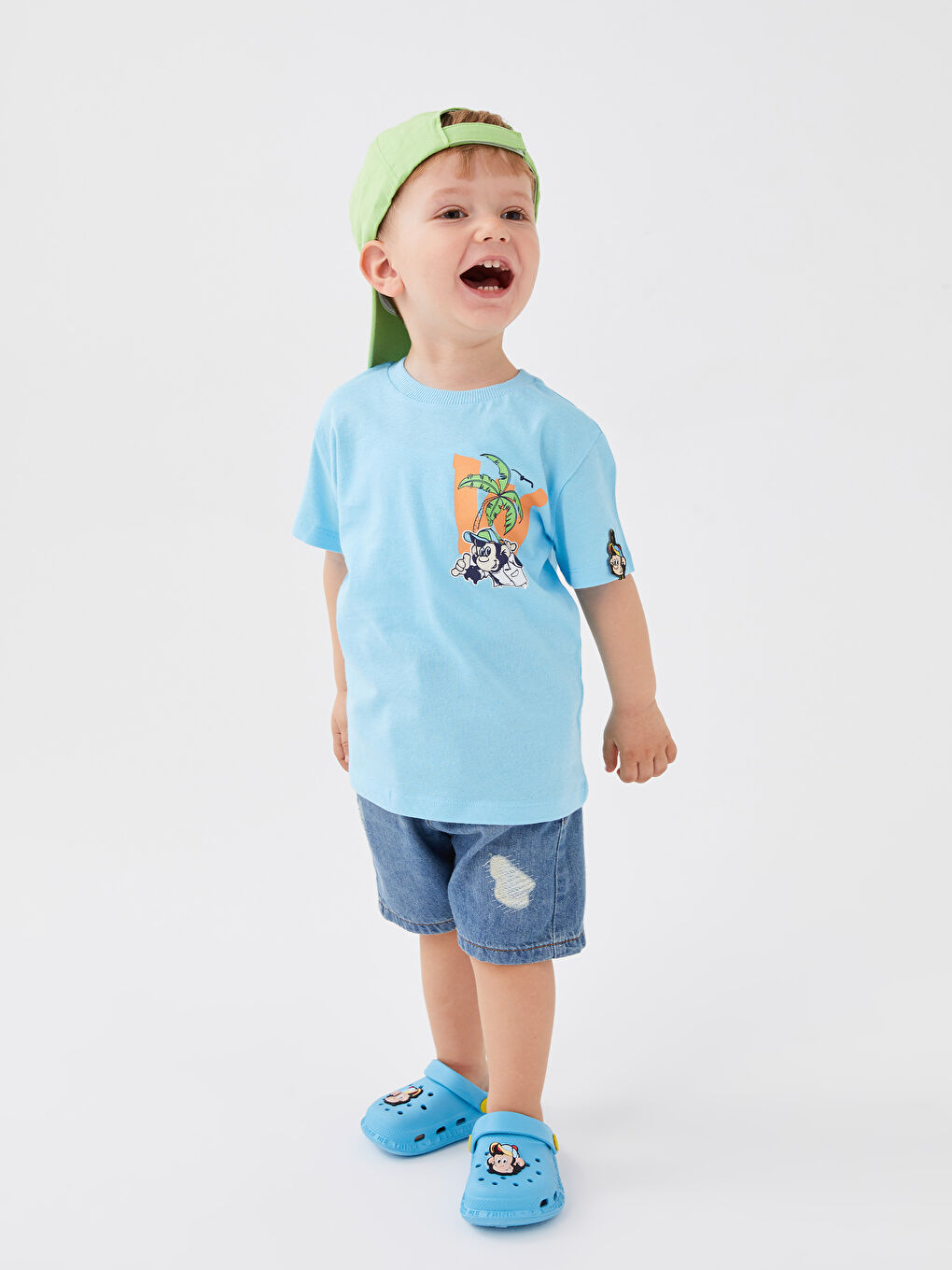 Crew Neck Short Sleeve Nostalgia Monkey Printed Baby Boy T-Shirt -S3HO23Z1-QWT