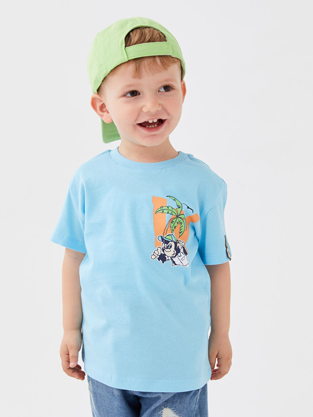 Crew Neck Short Sleeve Nostalgia Monkey Printed Baby Boy T-Shirt -S3HO23Z1-QWT