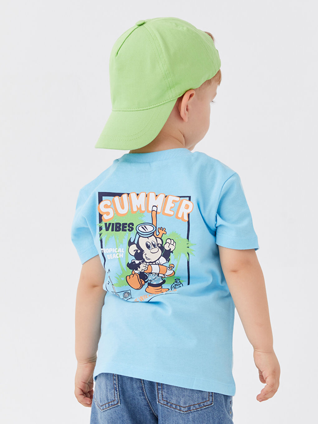 Crew Neck Short Sleeve Nostalgia Monkey Printed Baby Boy T-Shirt -S3HO23Z1-QWT