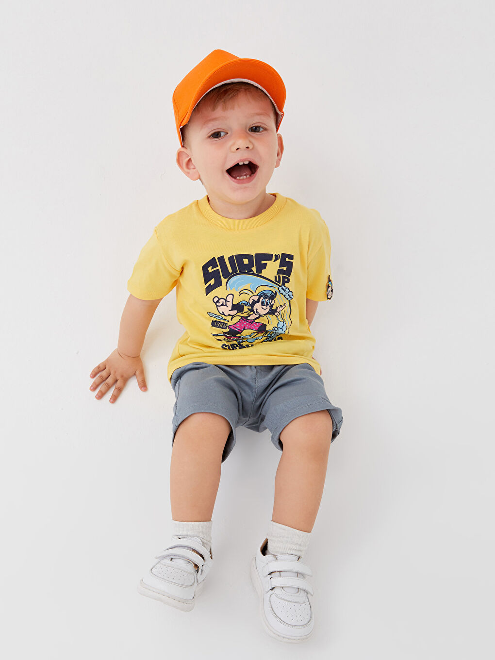 Crew Neck Short Sleeve Nostalgic Monkey Printed Baby Boys' T-Shirt -S3HO25Z1-QVL