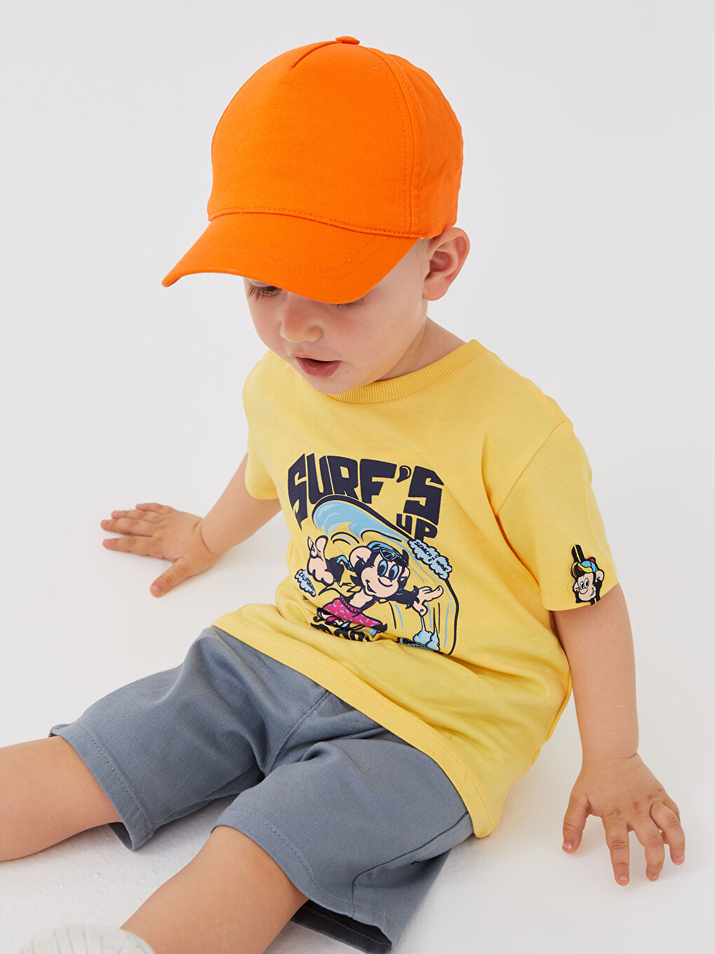 Crew Neck Short Sleeve Nostalgic Monkey Printed Baby Boys' T-Shirt -S3HO25Z1-QVL