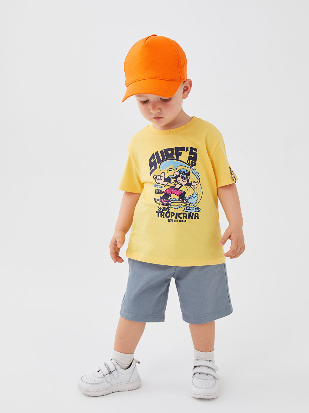 Crew Neck Short Sleeve Nostalgic Monkey Printed Baby Boys' T-Shirt -S3HO25Z1-QVL