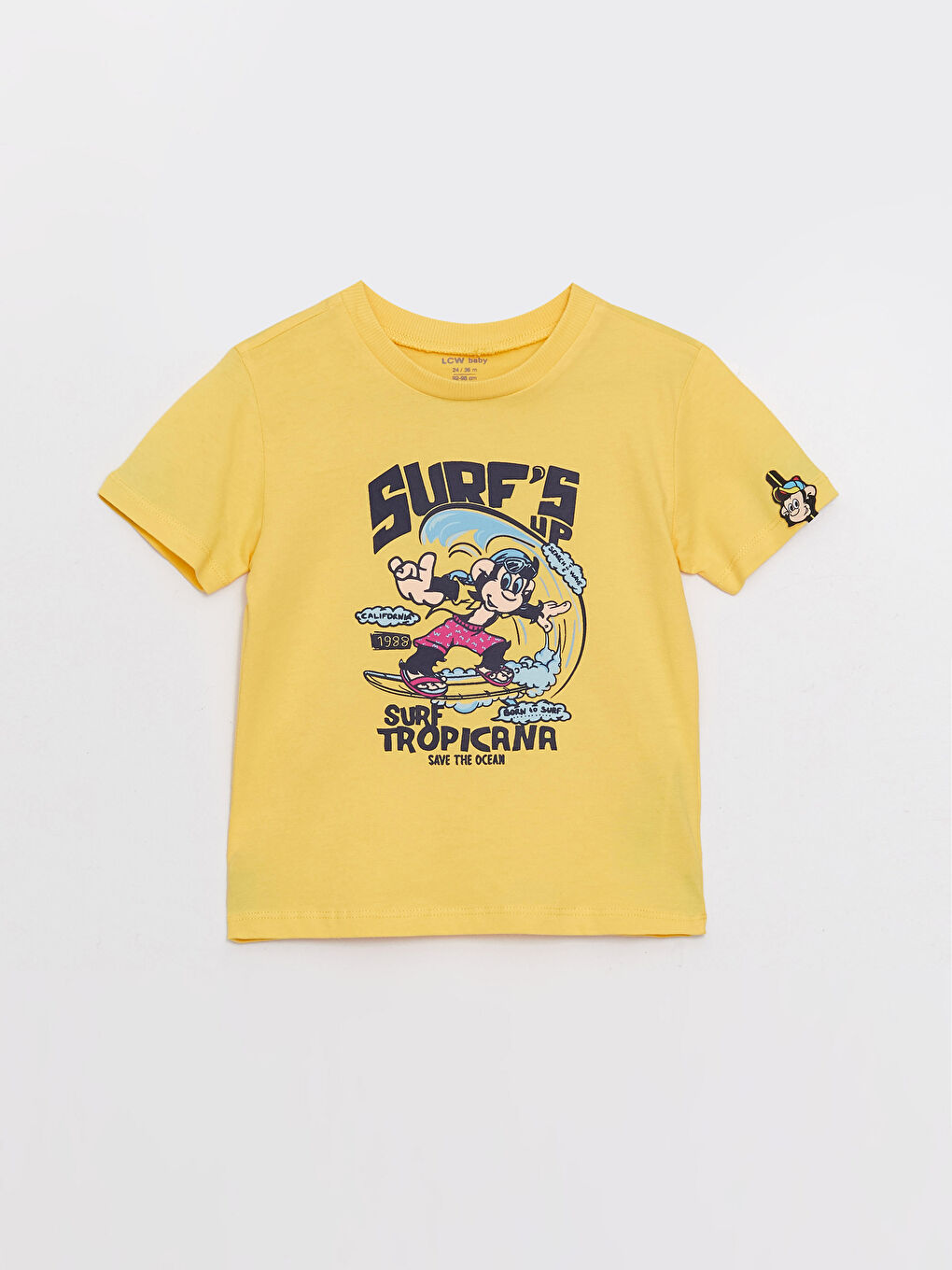 Crew Neck Short Sleeve Nostalgic Monkey Printed Baby Boys' T-Shirt -S3HO25Z1-QVL