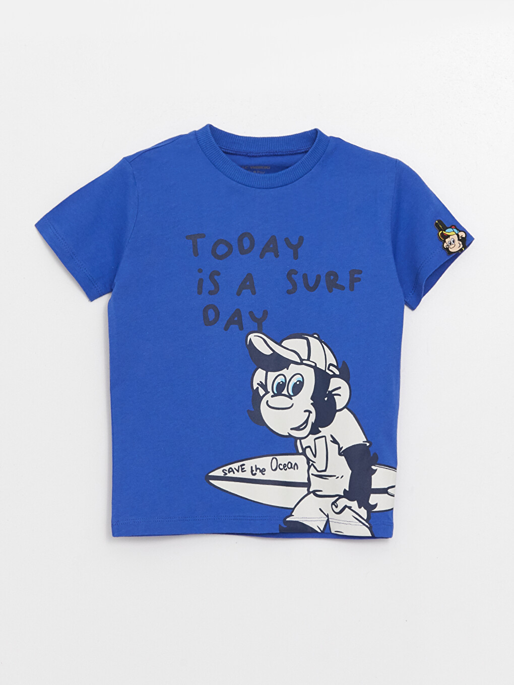 Crew Neck Short Sleeve Nostalgic Monkey Printed Baby Boys' T-shirt-6