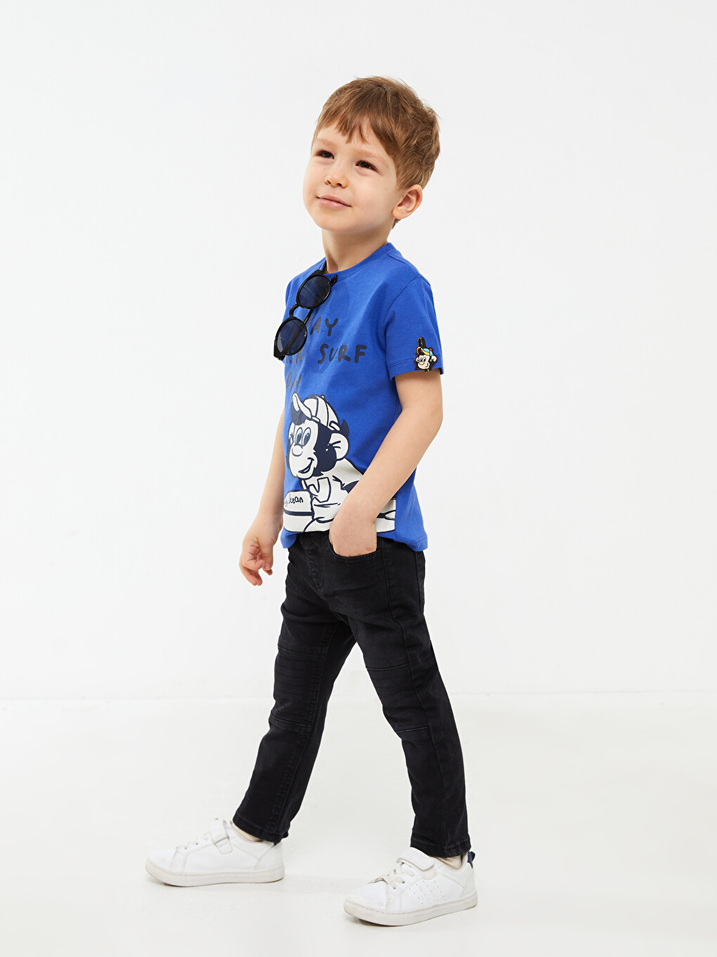 Crew Neck Short Sleeve Nostalgic Monkey Printed Baby Boys' T-shirt-5