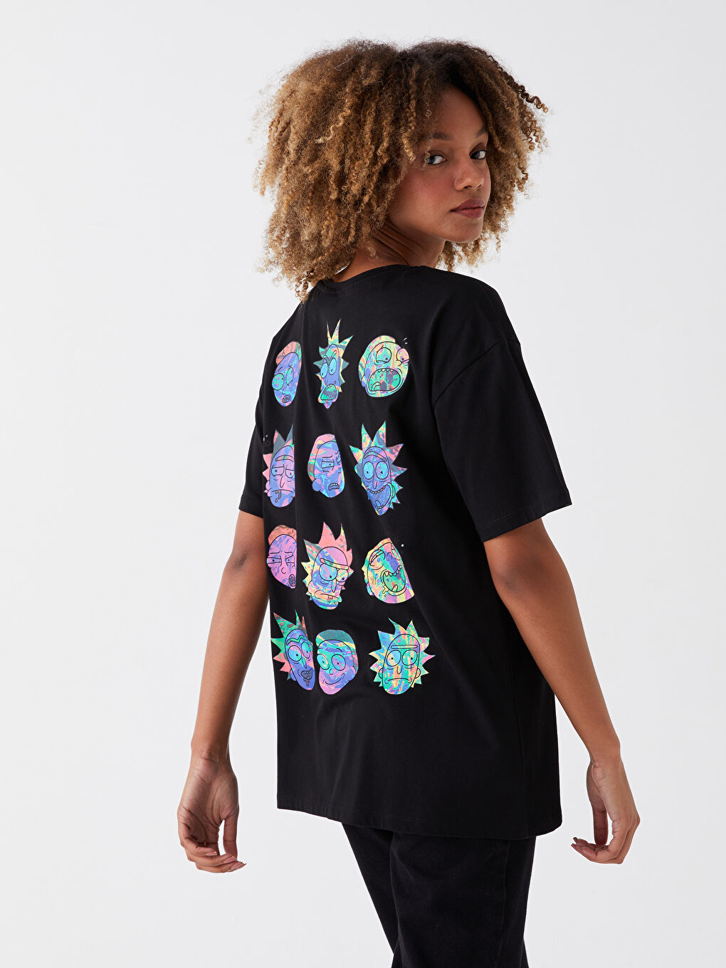 XSIDE Crew Neck Rick and Morty Printed Short Sleeve Women's T-Shirt -S3HO39Z8-CVL