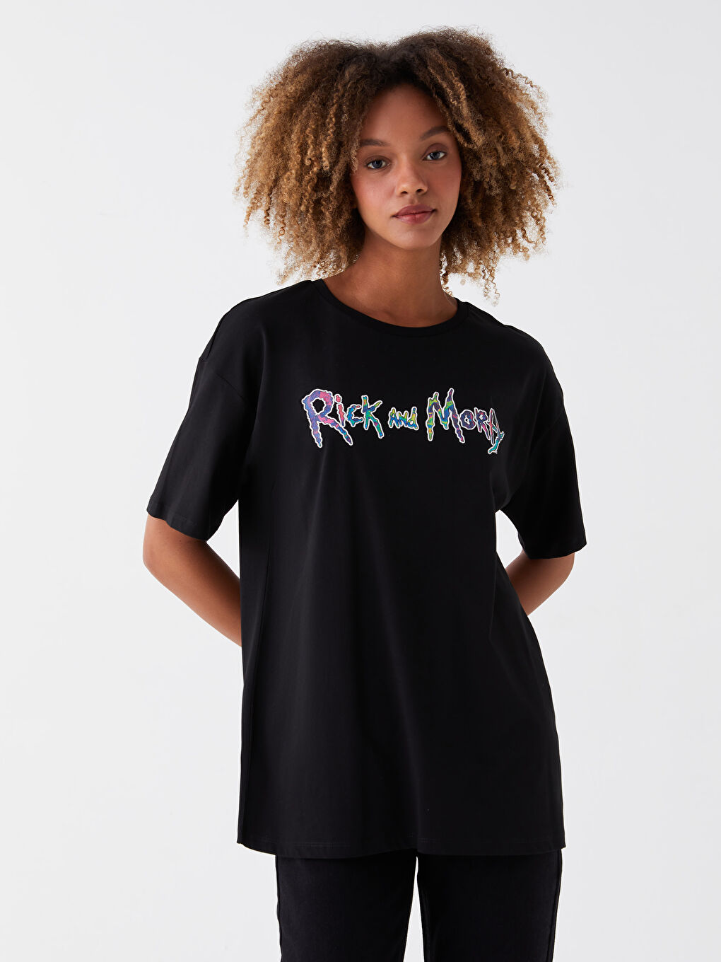 XSIDE Crew Neck Rick and Morty Printed Short Sleeve Women's T-Shirt -S3HO39Z8-CVL