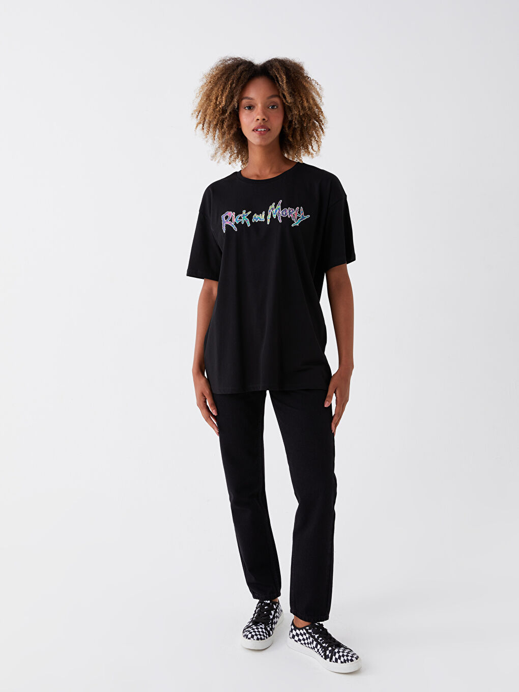 XSIDE Crew Neck Rick and Morty Printed Short Sleeve Women's T-Shirt -S3HO39Z8-CVL