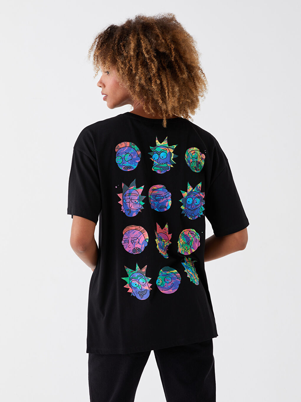 XSIDE Crew Neck Rick and Morty Printed Short Sleeve Women's T-Shirt -S3HO39Z8-CVL