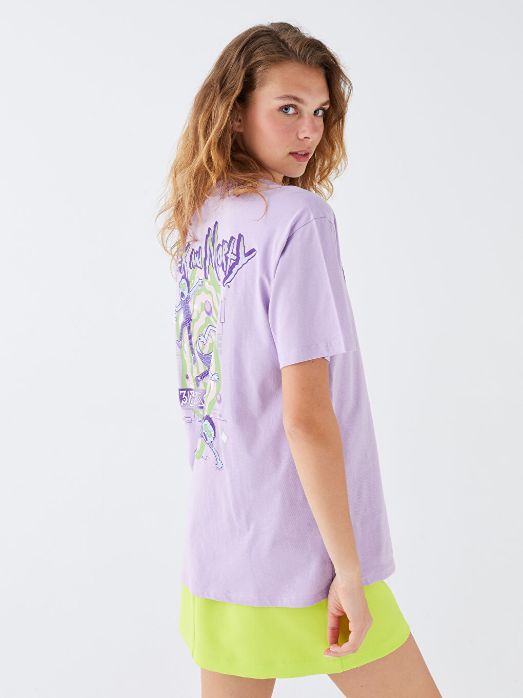 XSIDE Crew Neck Rick and Morty Printed Short Sleeve Women's T-Shirt -S3HO40Z8-KYB