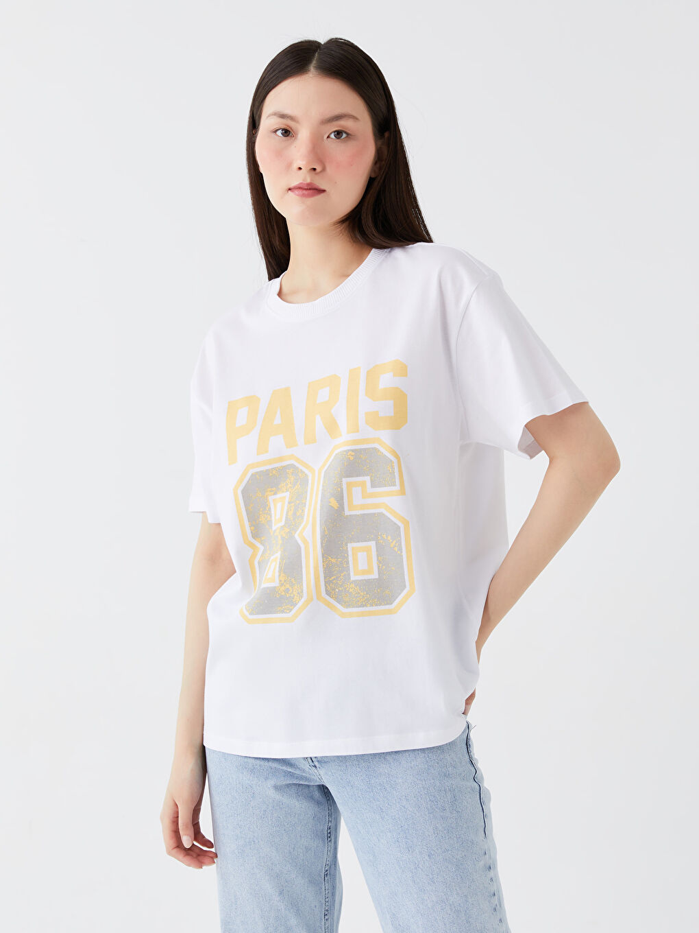 Crew Neck Printed Short Sleeve Women's T-Shirt-1