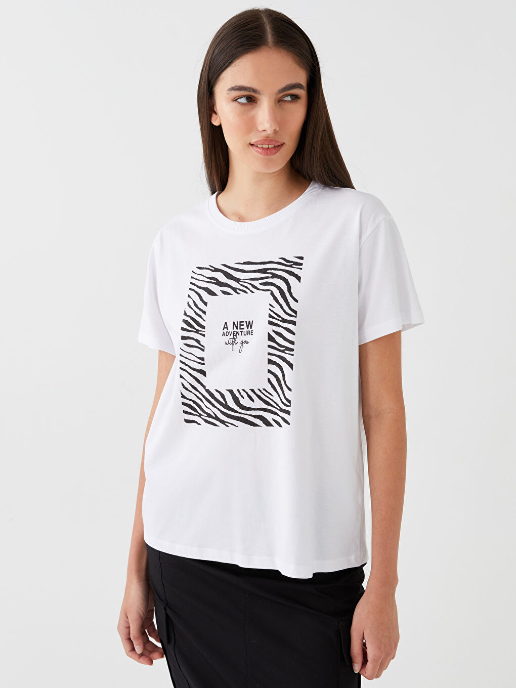 Crew Neck Printed Short Sleeve Women's T-Shirt