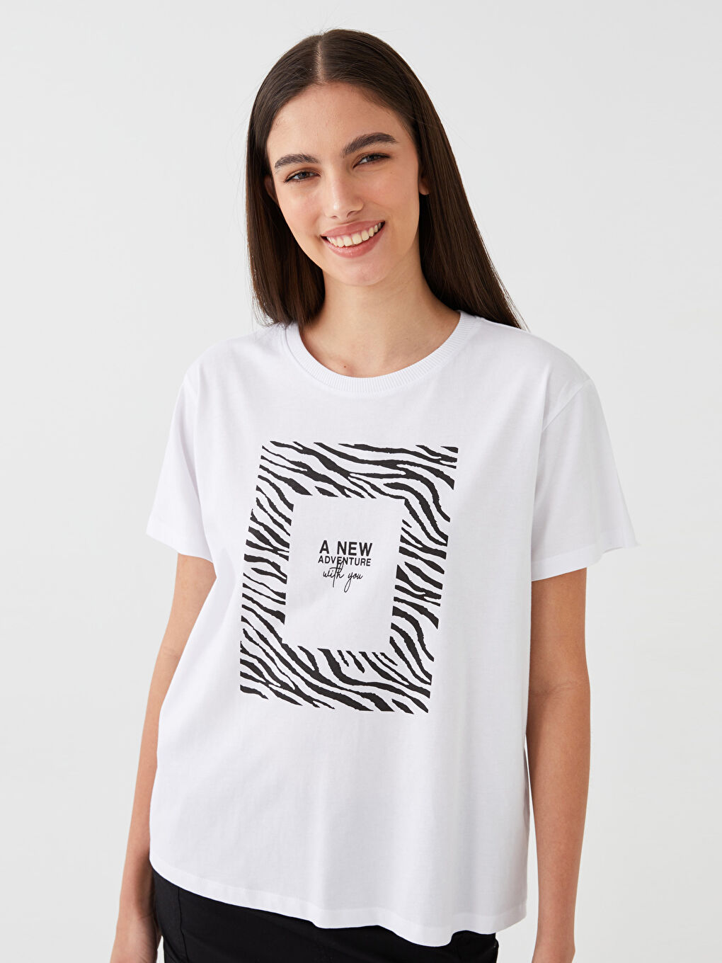 Crew Neck Printed Short Sleeve Women's T-Shirt-1