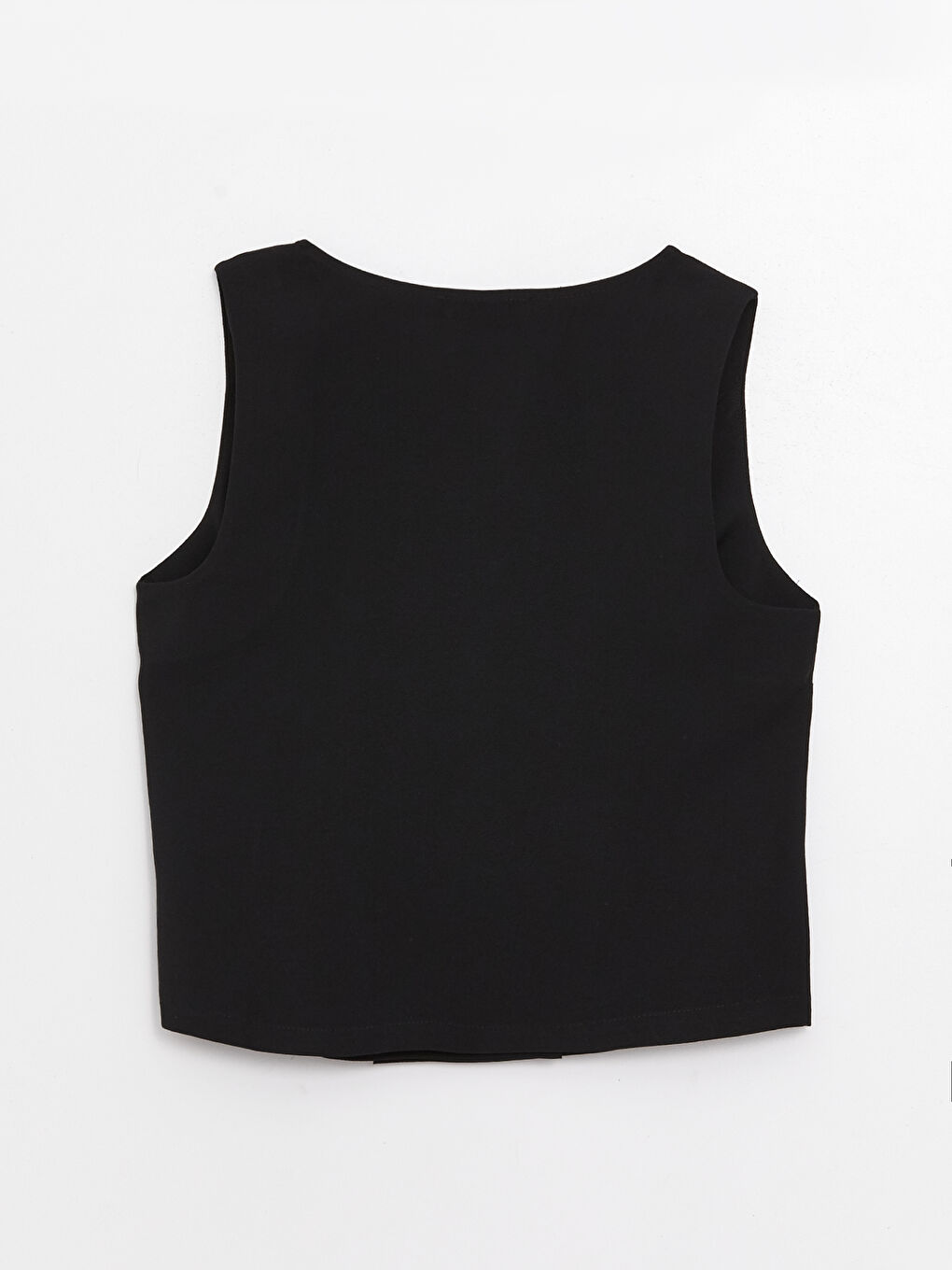 Siyah Kruvaze Yaka Düz Crop Kadın Bluz-6