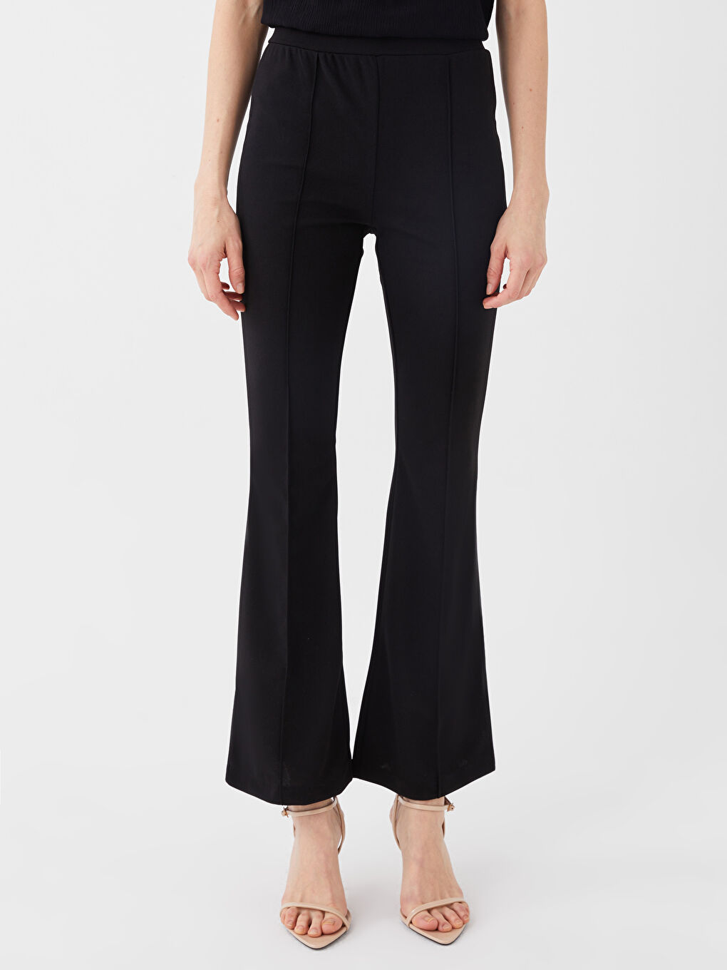 Pantaloni Evazați Simpli cu Croială Slim pentru Femei-2