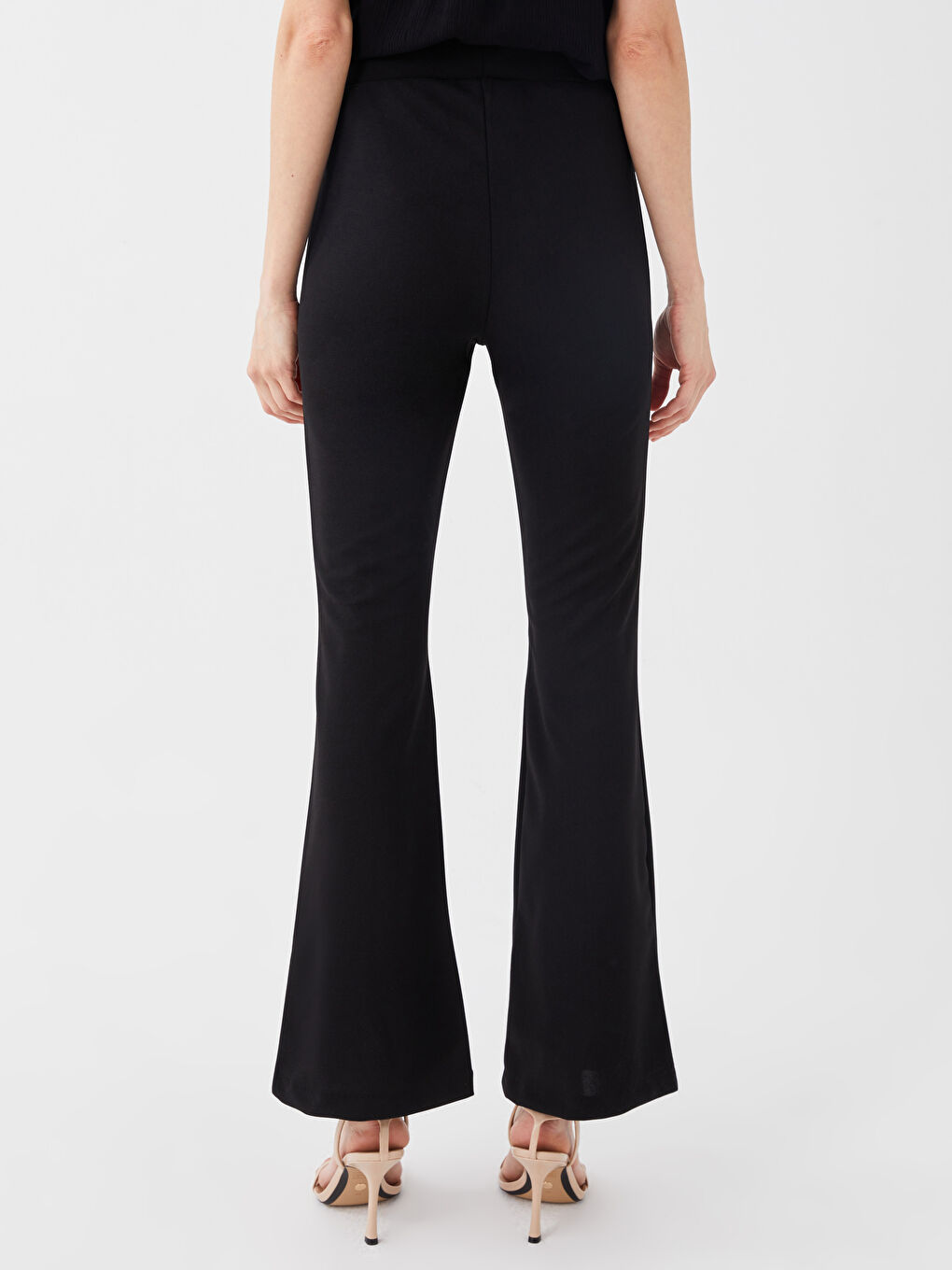 Pantaloni Evazați Simpli cu Croială Slim pentru Femei-4