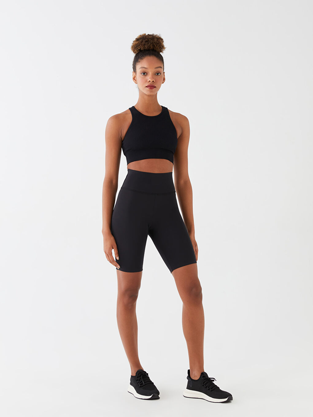 Siyah Beli Lastikli Kadın Spor Tayt-1