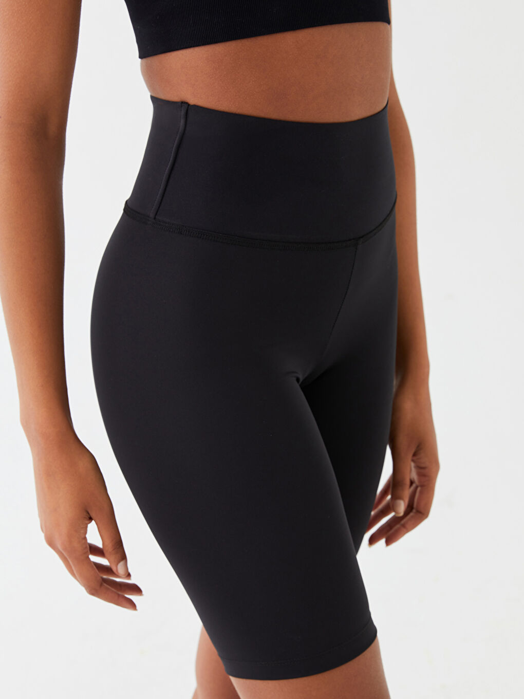 Siyah Beli Lastikli Kadın Spor Tayt-2