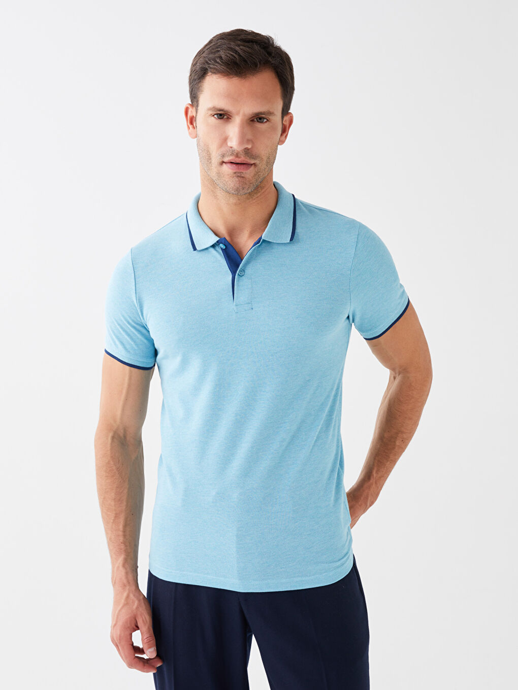 LCW ECO Polo Neck Short Sleeve Men's T-Shirt -S3HP16Z8-LDB