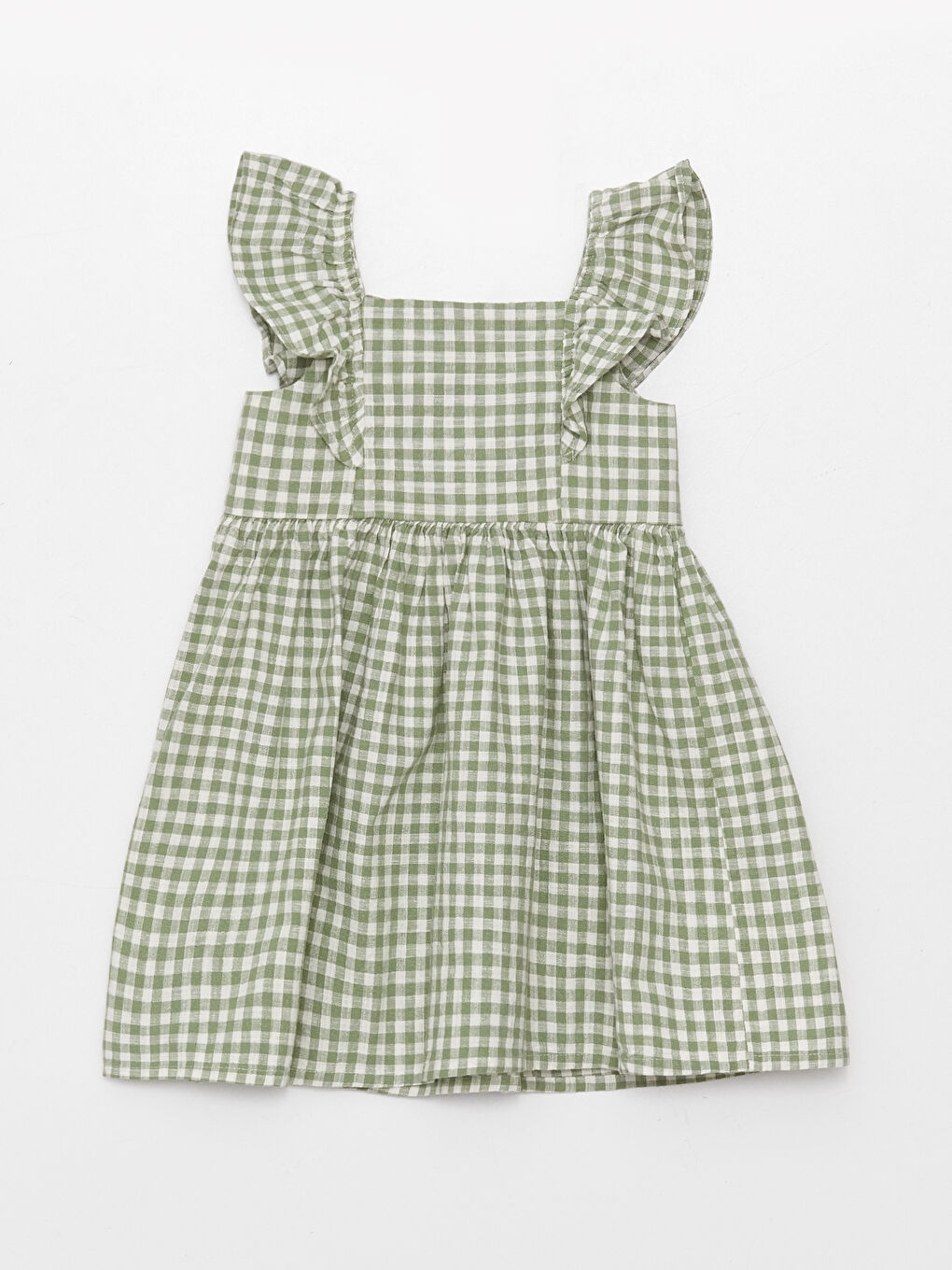 Robe Bébé Fille Écossaise à Col Carré Sans Manches-1