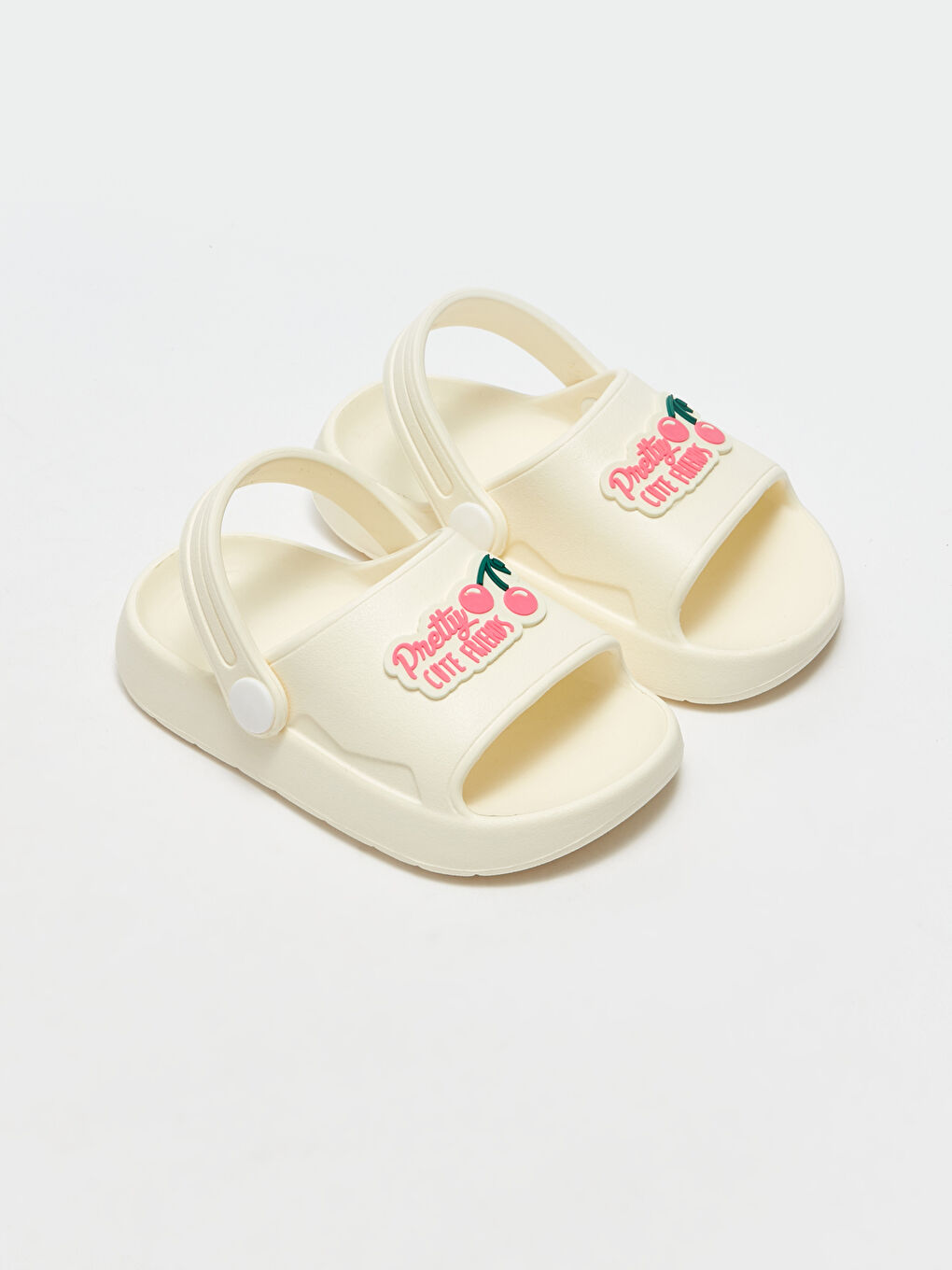 Beyaz Baskılı Kız Bebek Sandalet