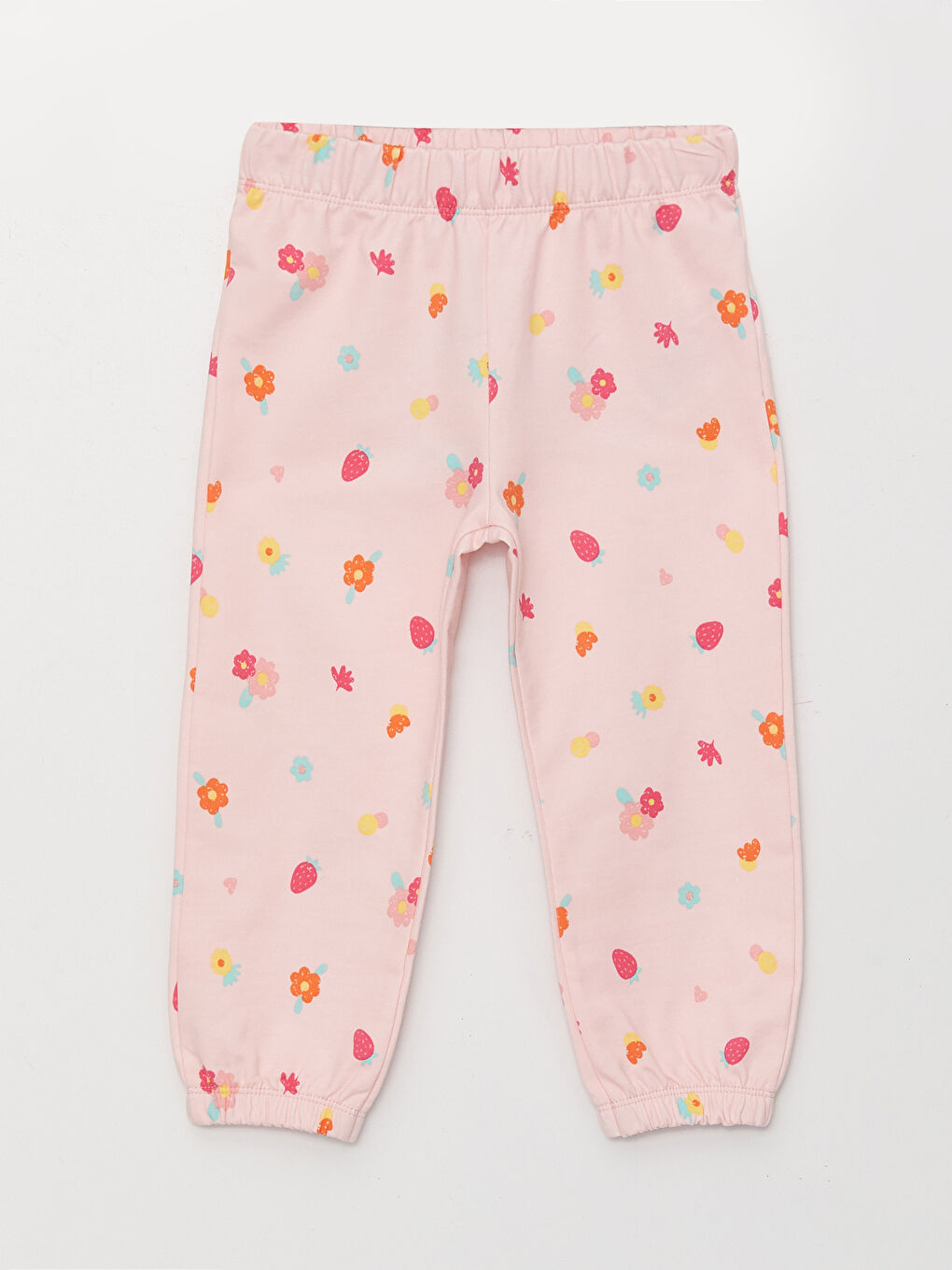 Pembe Beli Lastikli Kız Bebek Eşofman Alt