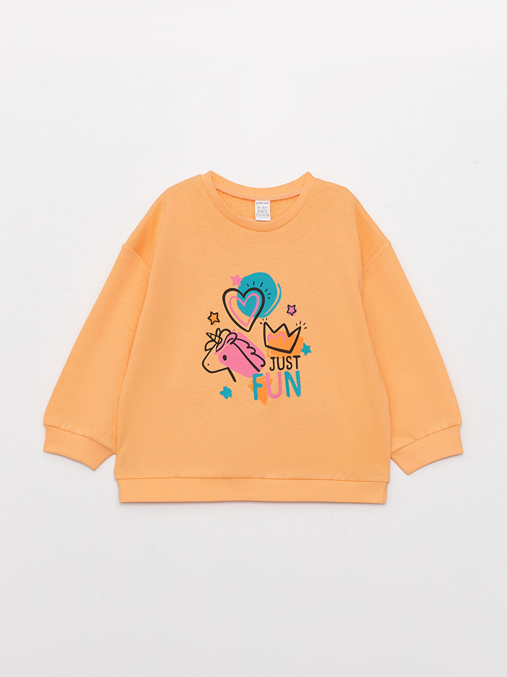 Crew Neck Long Sleeve Printed Baby Girls' Sweatshirt