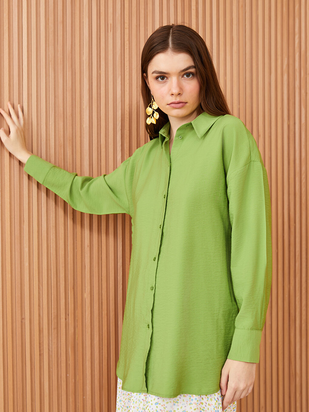 Plain Long Sleeve Oversize Women's Shirt Tunic