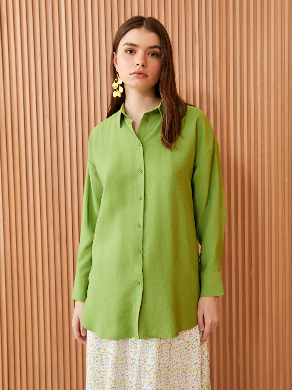 Plain Long Sleeve Oversize Women's Shirt Tunic-1