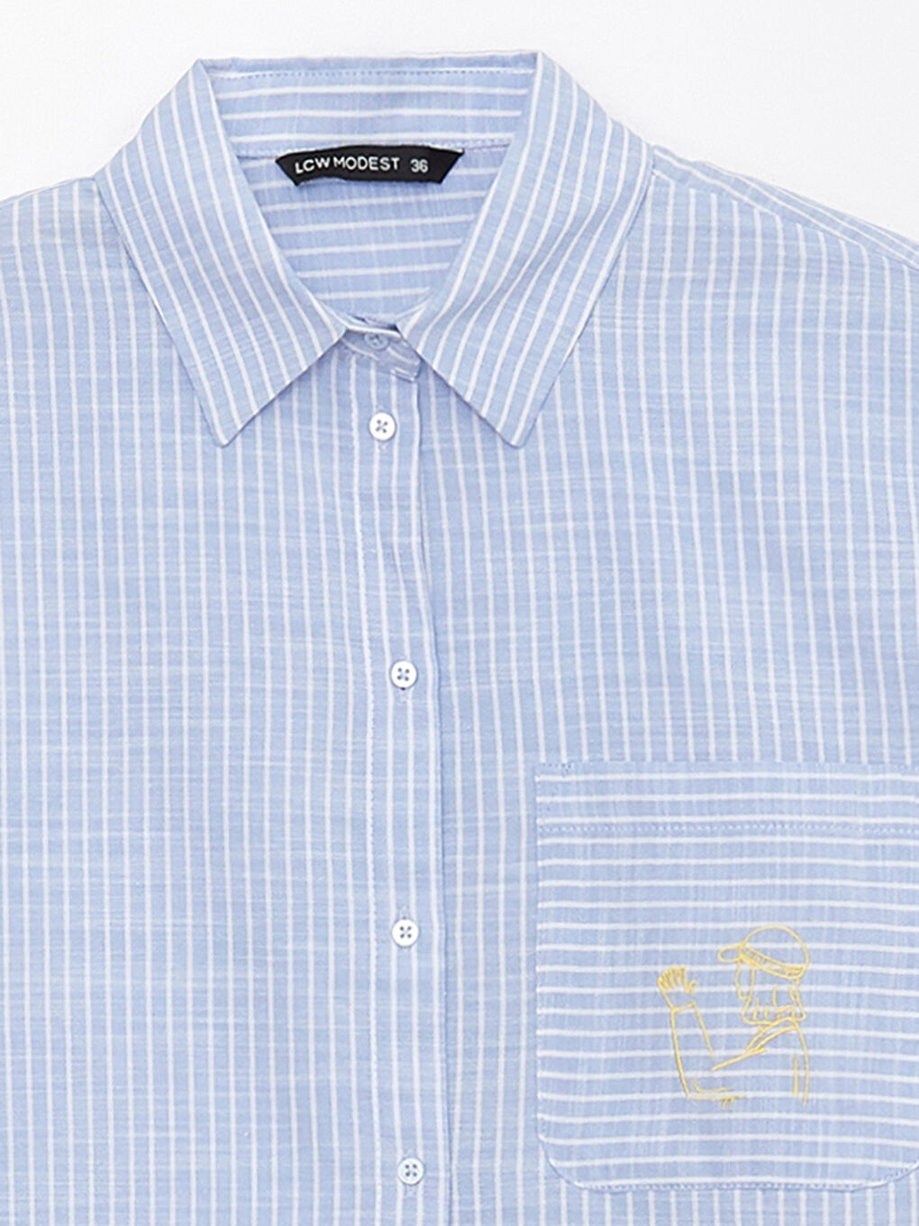 Mavi Çizgili Oversize Poplin Kadın Gömlek-7