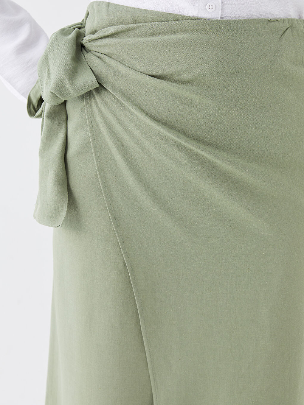 Tie Waist Straight Linen Blend Women's Skirt -S3HP48Z8-VCX