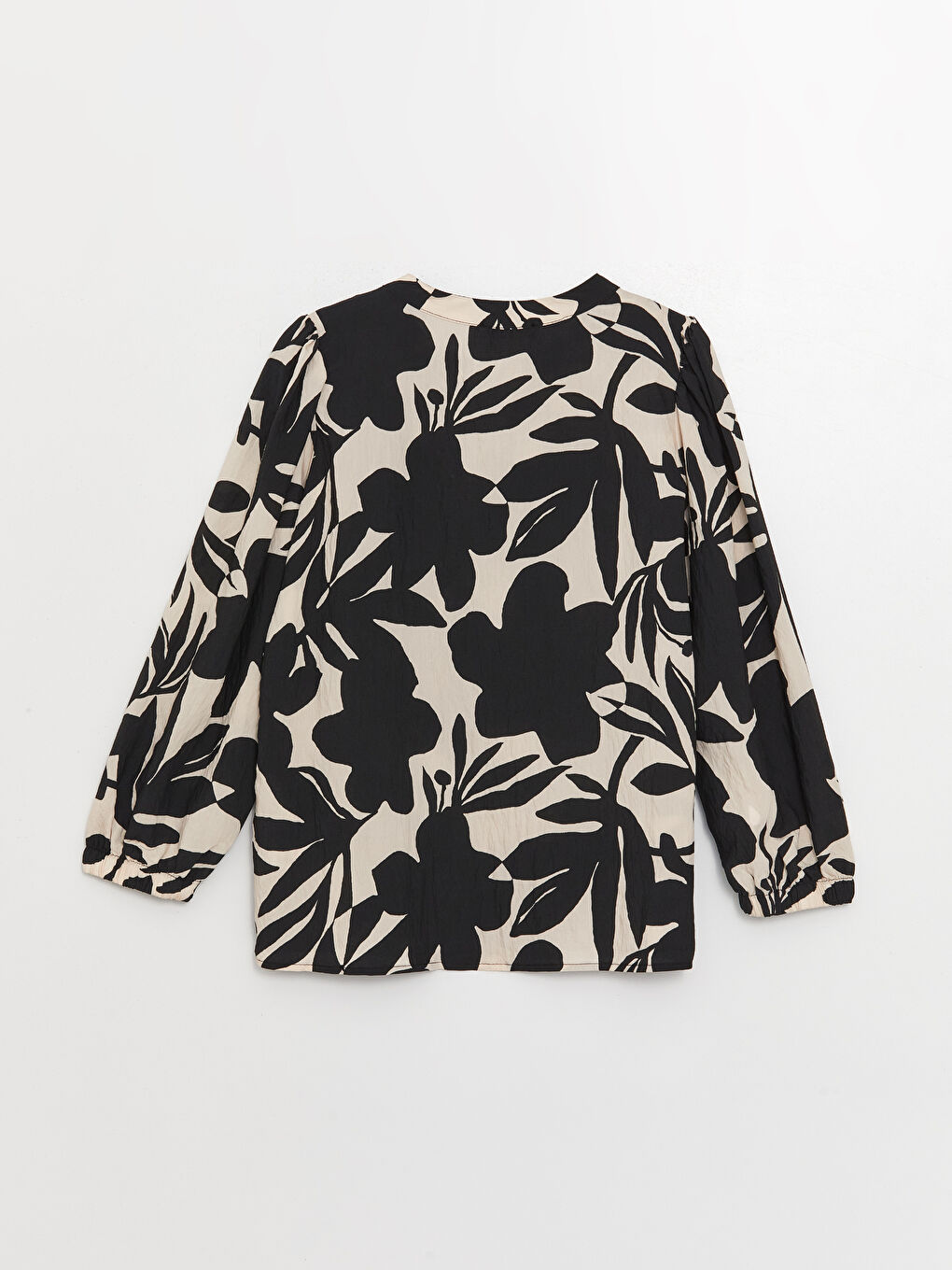 بلوزة كم طويل مزهر بياقة بشق للسيدات-6