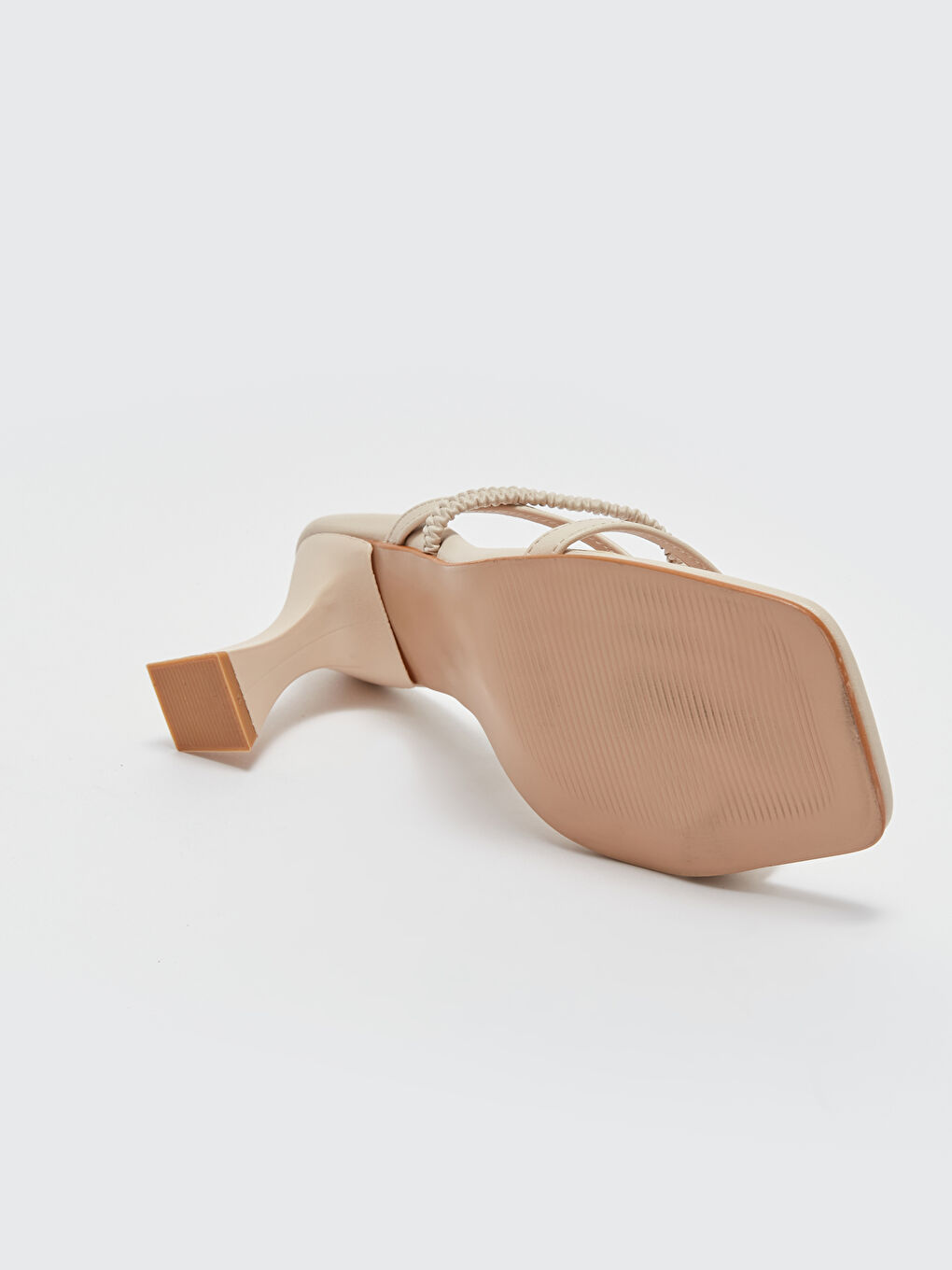 Bej Çapraz Bantlı Kadın Topuklu Terlik-3