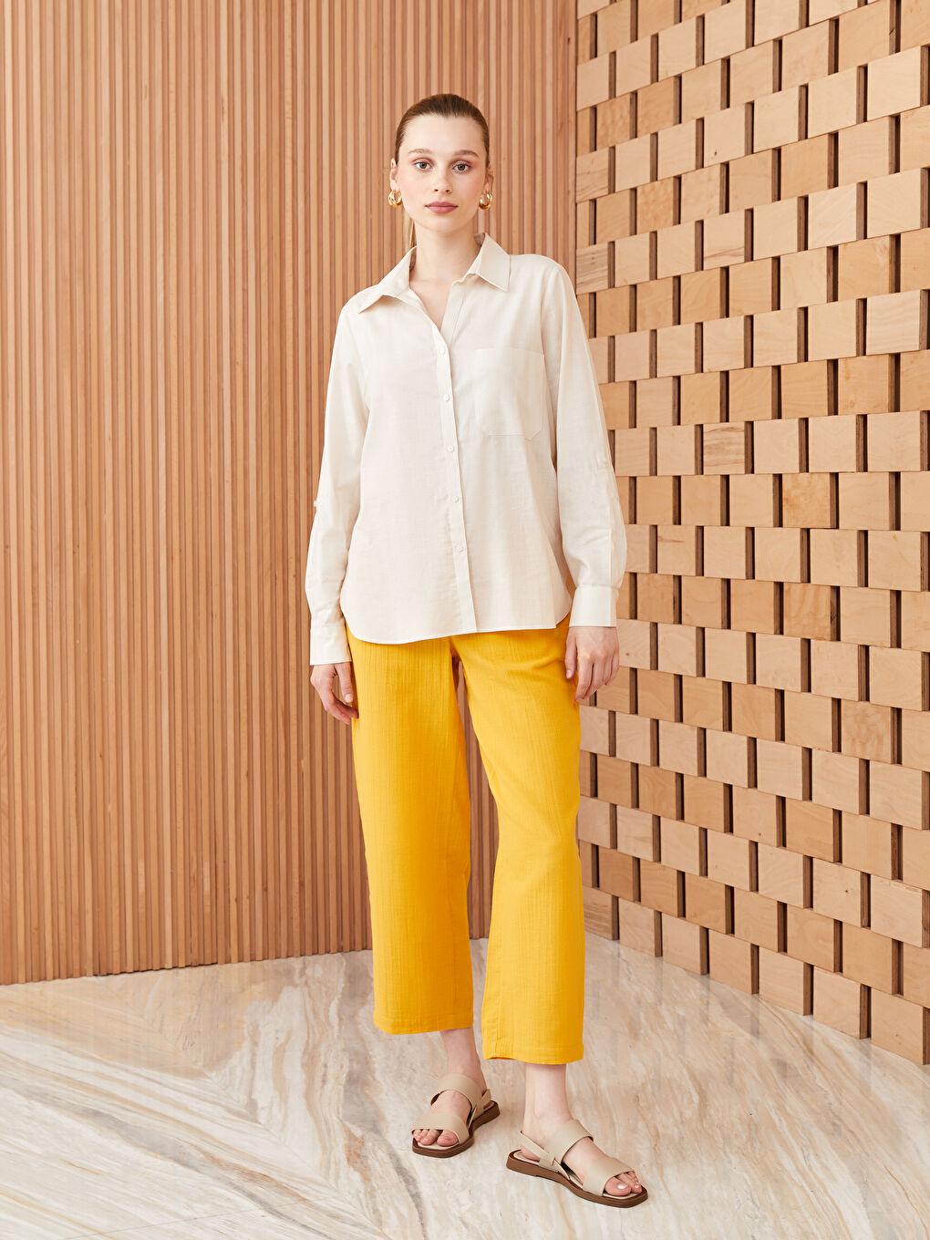 Elasticated Waist Loose Fit Muslin Women's Trousers-1