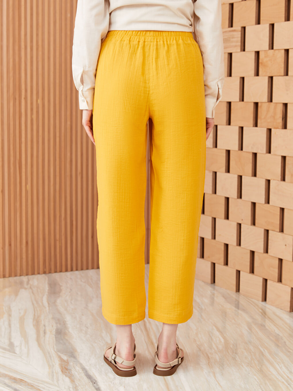 Elasticated Waist Loose Fit Muslin Women's Trousers-3