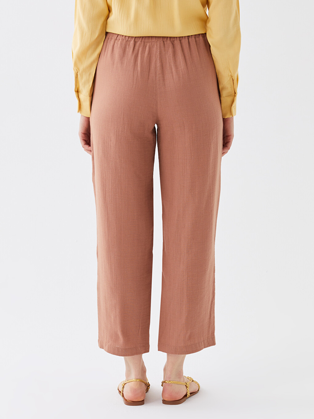 Elastic Waist Comfortable Fit Muslin Women's Trousers-3