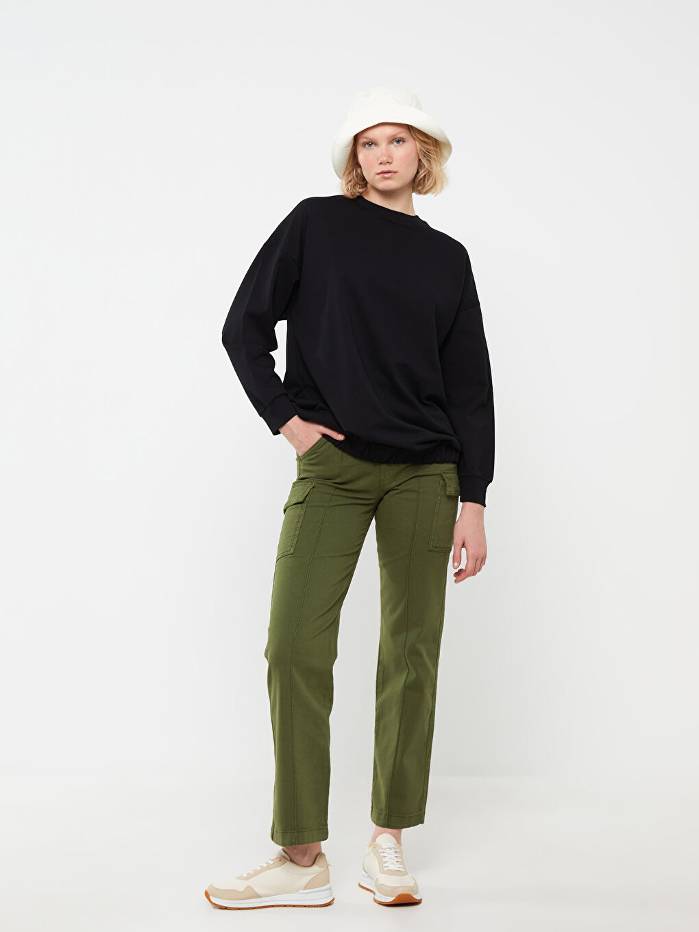 LCW Modest Relaxed Fit Plain Wide Leg Women's Cargo Trousers -S3HP87Z8-V66