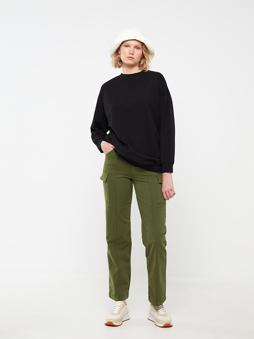LCW Modest Relaxed Fit Plain Wide Leg Women's Cargo Trousers -S3HP87Z8-V66