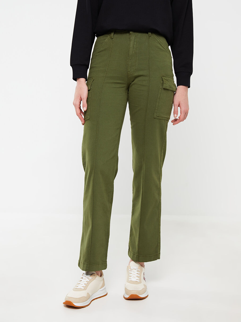 LCW Modest Relaxed Fit Plain Wide Leg Women's Cargo Trousers -S3HP87Z8-V66