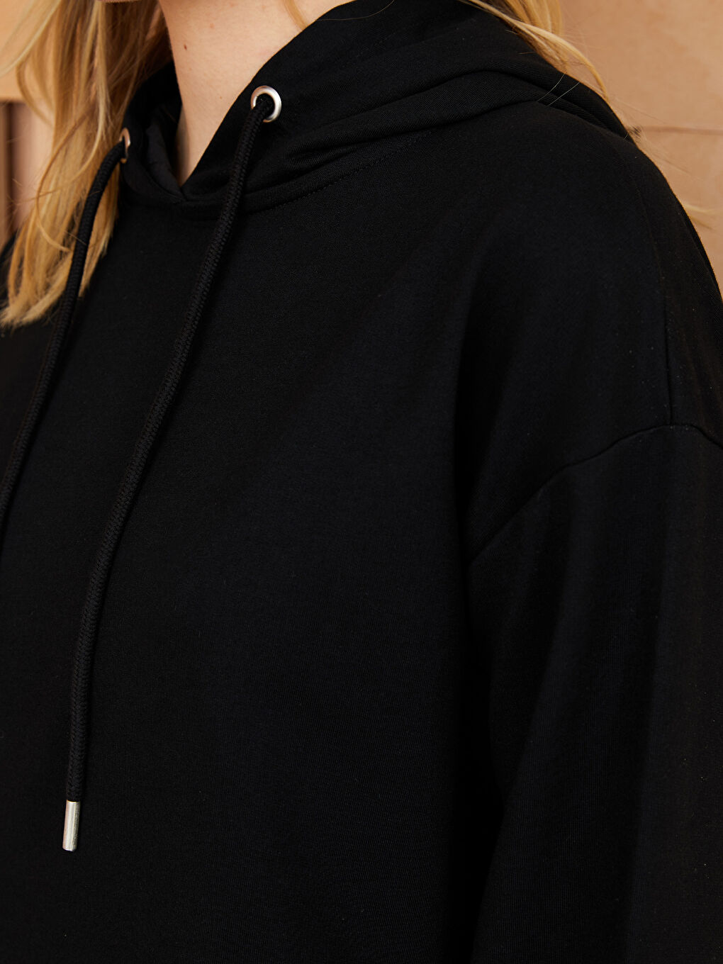 LCW Modest Gerades Langärmeliges Oversize Kleid Für Damen Mit Kapuze -S3HP88Z8-RQL