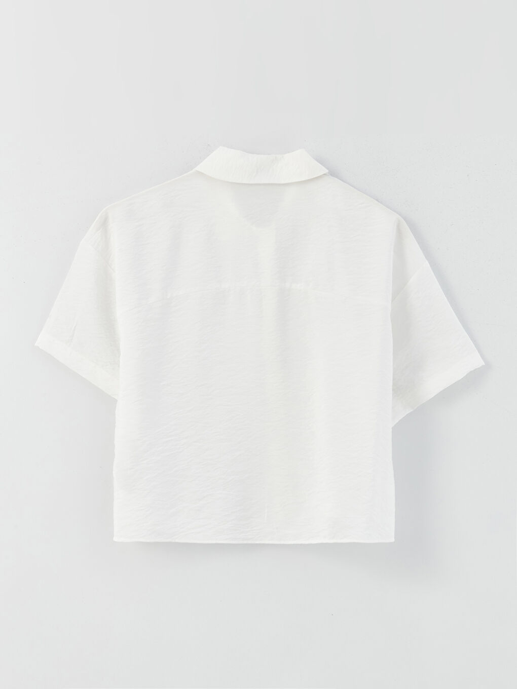 Beyaz Düz Kısa Kollu Oversize Poplin Kadın Gömlek-6