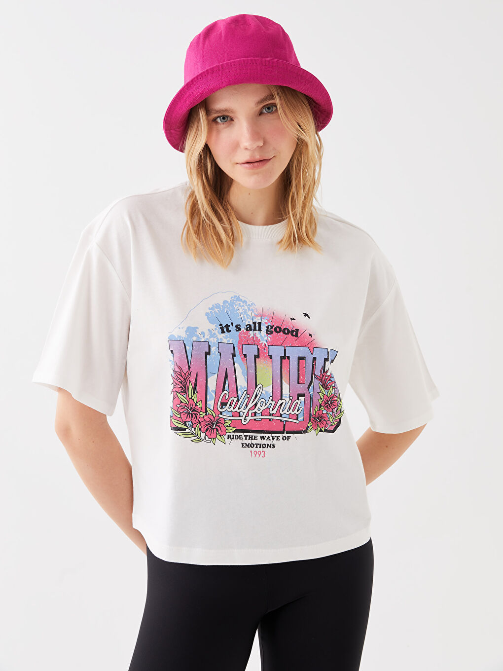 Crew Neck Printed Short Sleeve Women's T-Shirt-1