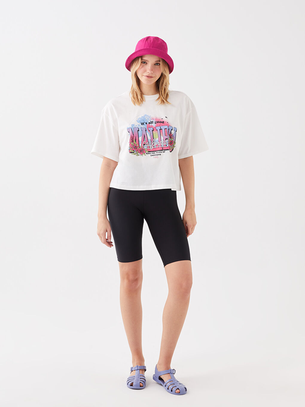 Crew Neck Printed Short Sleeve Women's T-Shirt-2