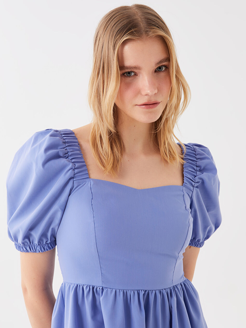 Square Neck Regular Balloon Sleeve Women's Dress -S3HQ43Z8-H2E