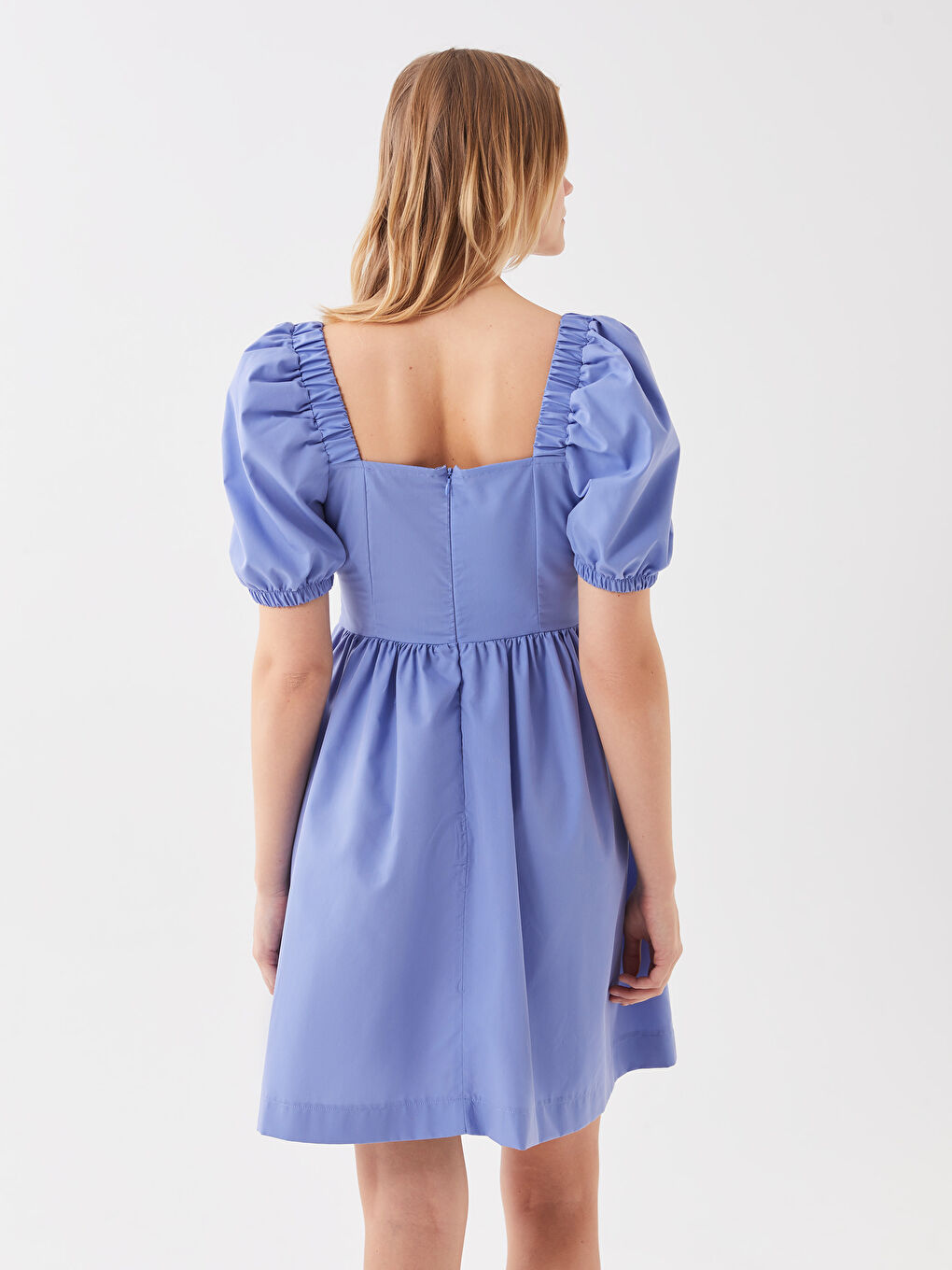 Square Neck Regular Balloon Sleeve Women's Dress -S3HQ43Z8-H2E