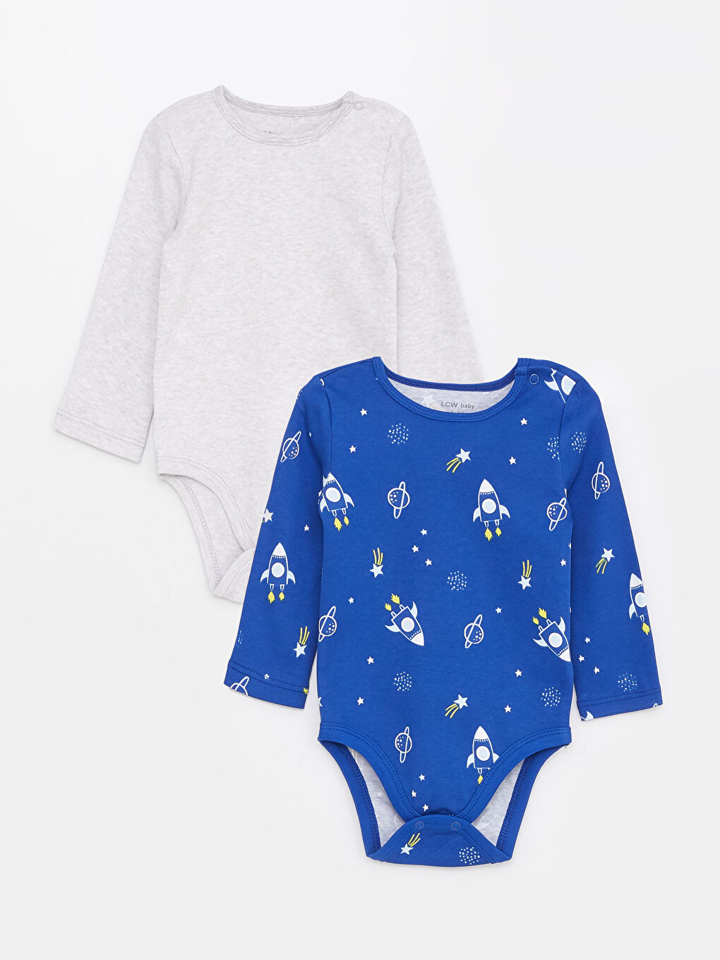 LCW baby Crew Neck Long Sleeve Baby Boy Bodysuit with Snap Crotch 2-Pack -S3HQ83Z1-LQQ