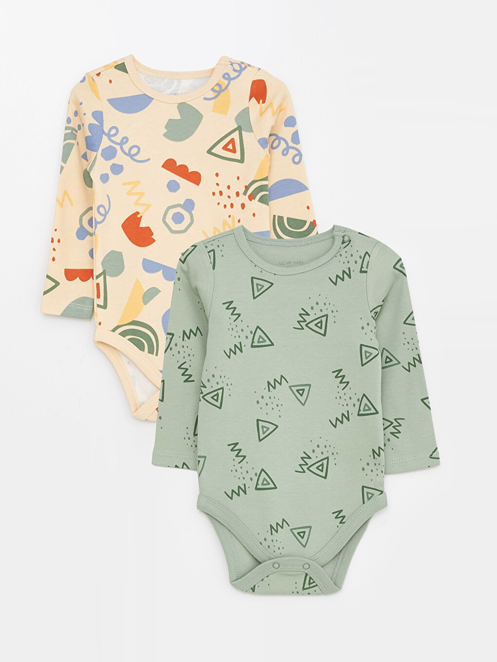 LCW baby Bisiklet Yaka Uzun Kollu Erkek Bebek Çıtçıtlı Bodysuit 2