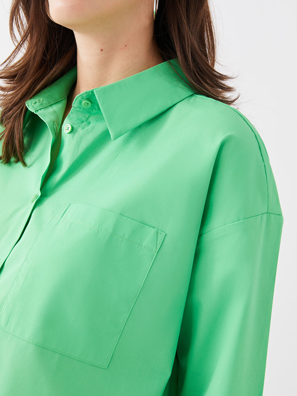 Shirt Collar Plain Long Sleeve Poplin Maternity Shirt -S3HQ94Z8-GKJ