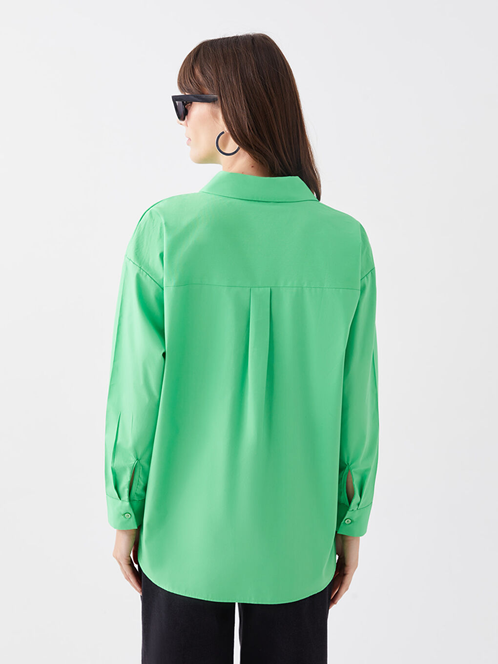 Shirt Collar Plain Long Sleeve Poplin Maternity Shirt -S3HQ94Z8-GKJ